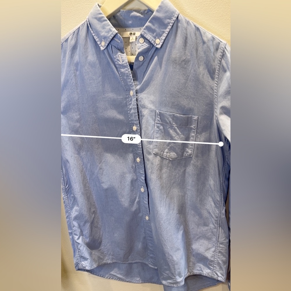 Uniqlo Blue Cotton Oxford‎ Button Down Shirt Size M Women’s Classic Pocket Top - Picture 10 of 12